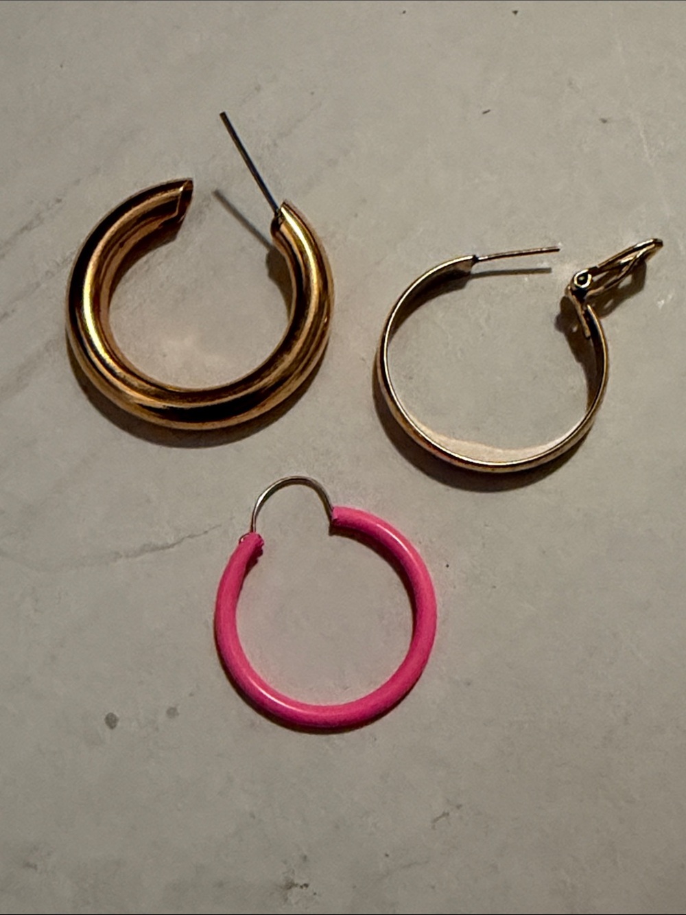 Gold and Hot Pink Hoop Earring Set